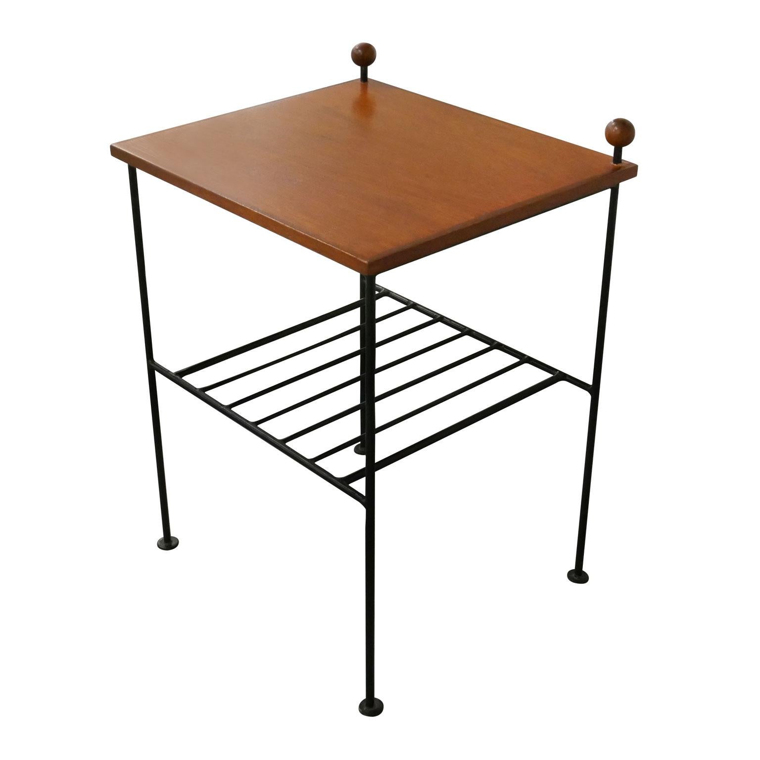 Swedish Side Table in Teak and Iron, 1960s For Sale