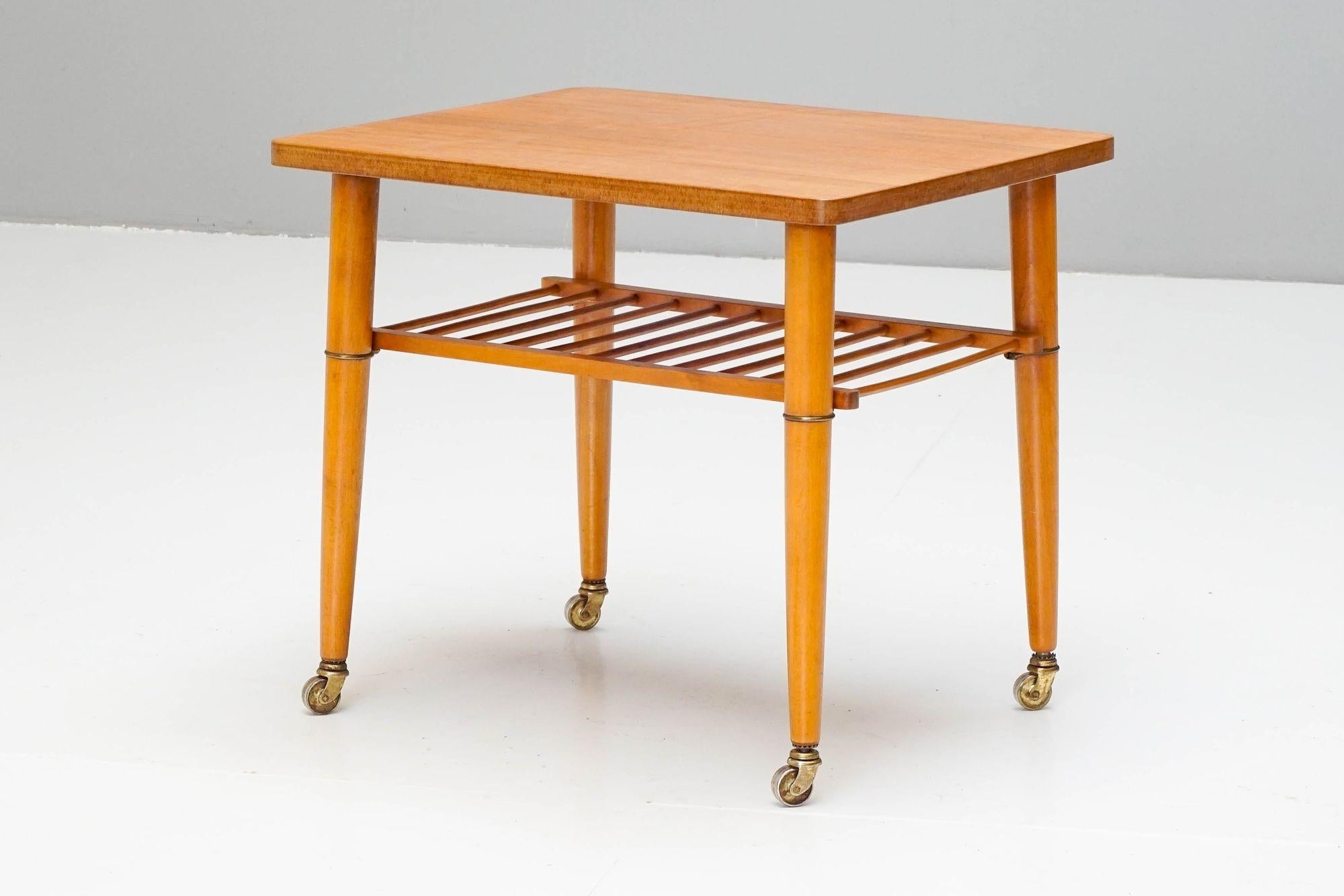 Swedish Side Table on Wheels In Good Condition For Sale In London, England