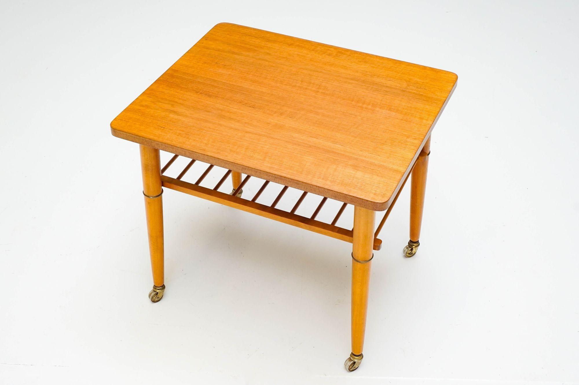 Late 20th Century Swedish Side Table on Wheels For Sale