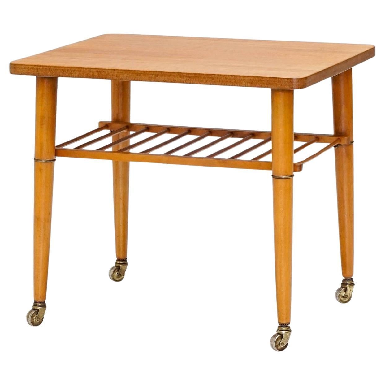 Swedish Side Table on Wheels