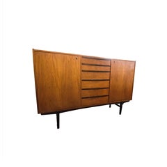 Swedish Sideboard in Teak and Black Painted Legs and Drawers, 1950