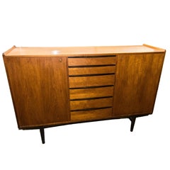 Swedish Sideboard in Teak and Black Painted Legs and Drawers, 1950