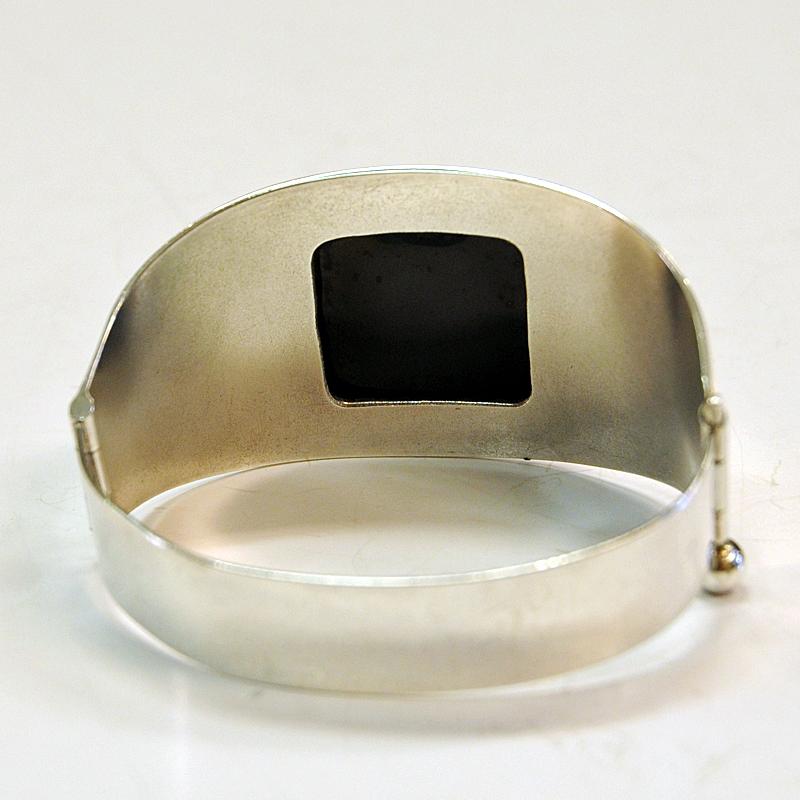 Mid-20th Century Swedish Silver Bracelet with Glass Stone by HJ Weissenberg, 1963