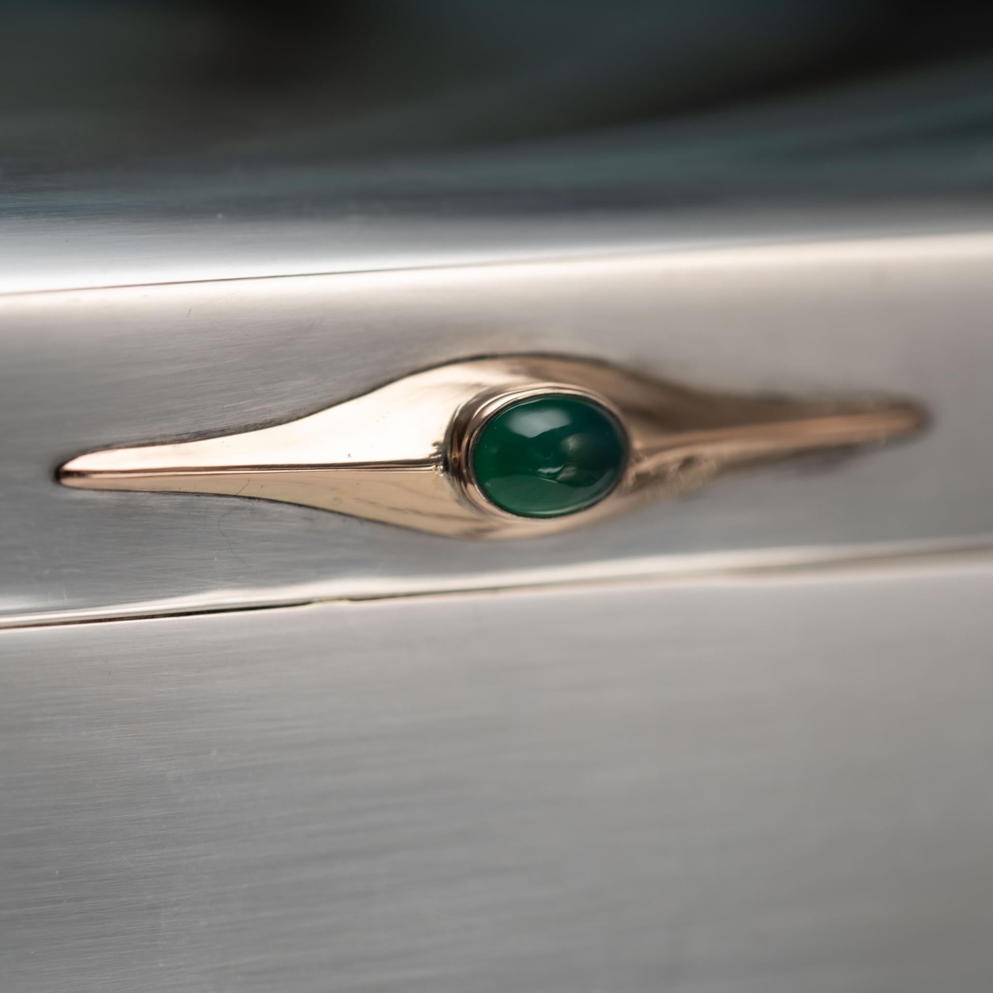 Swedish Silver Cigar Box With Green Agate Stone & Gold Clasp, Hallmarked 1927 en vente 4