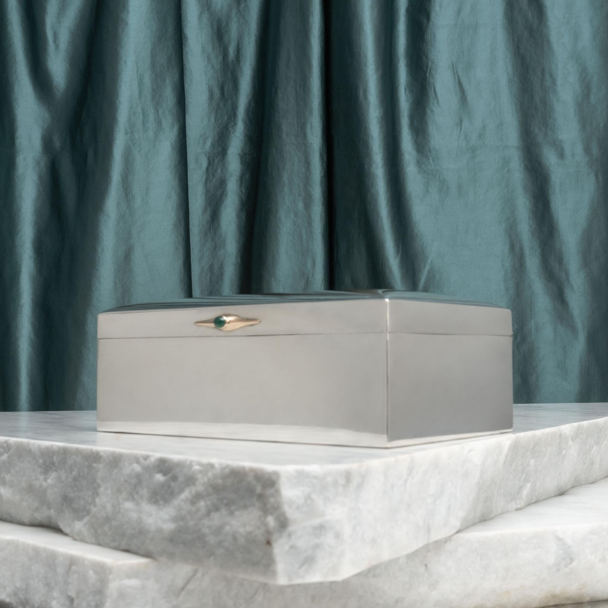 Swedish Silver Cigar Box With Green Agate Stone & Gold Clasp, Hallmarked 1927 en vente 5