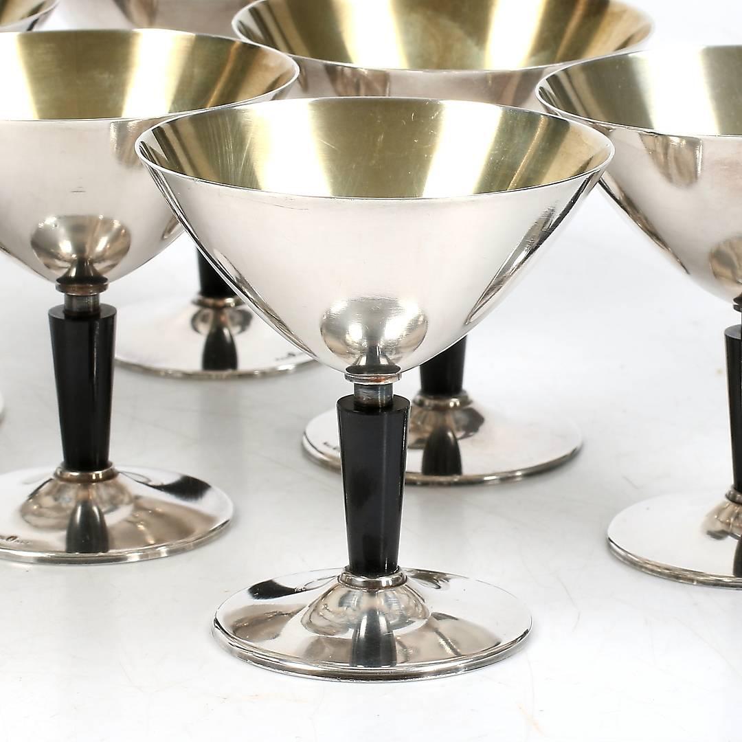Swedish Silver Cocktail Shaker and Cocktail Cups, Folke Arstrom, 1930s ...