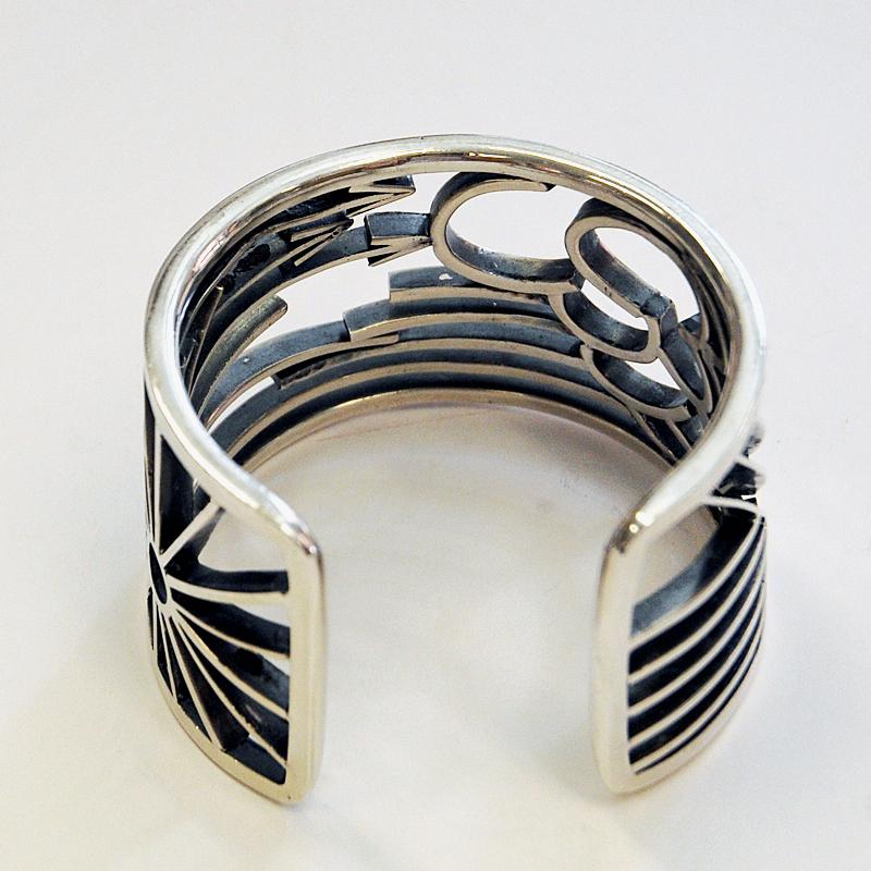 Women's Swedish silver cuff bracelet by Sandin & Söner Guld & Silver AB, Gothenburg 1966