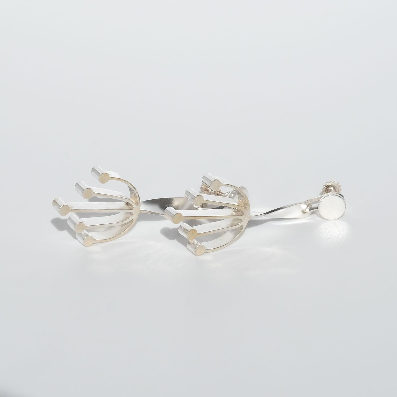 Women's Swedish Silver Earrings Made by Master Sigurd Persson Year, 1956 For Sale