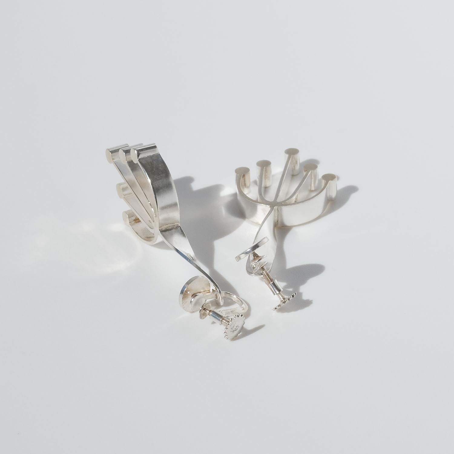 Swedish Silver Earrings Made by Master Sigurd Persson Year, 1956 For Sale 4