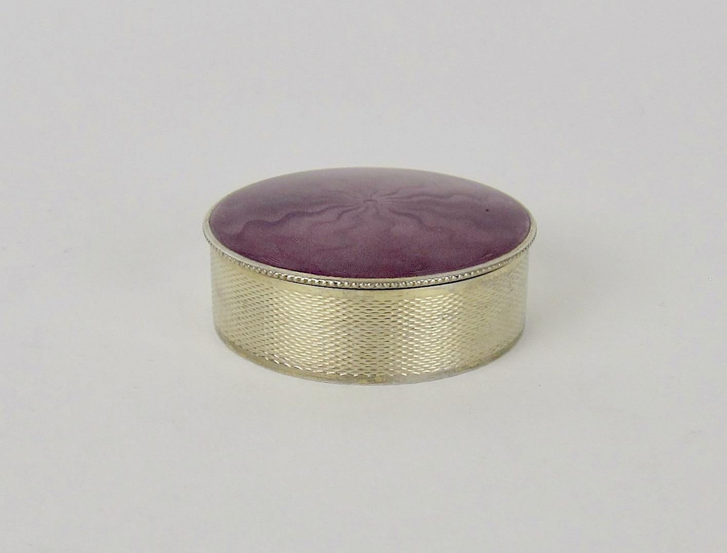 Edwardian Swedish Silver Gilt and Guilloche Enamel Pill Box