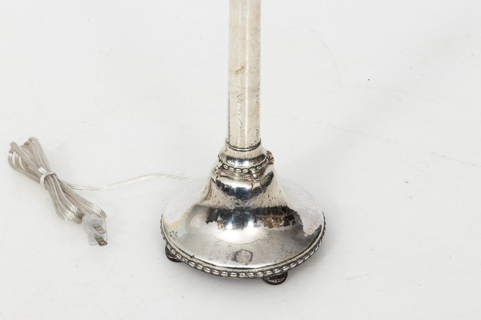 Polished Swedish Silver Lamp by C.G. Haltberg For Sale