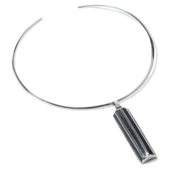 Swedish Silver Neck Ring / Silver and Ebony Pendant, early 21st c