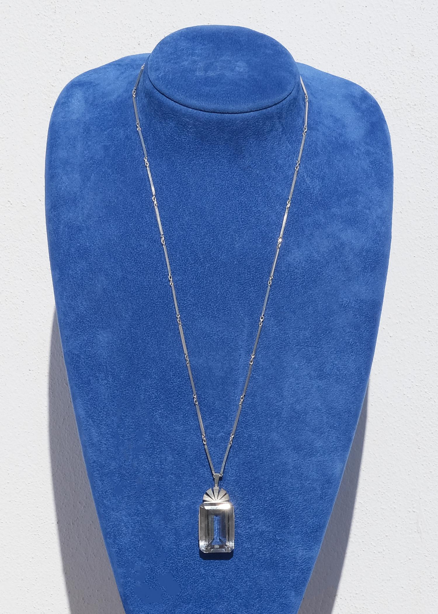 Collana in argento svedese con cristallo di rocca Made 1944 in vendita 7