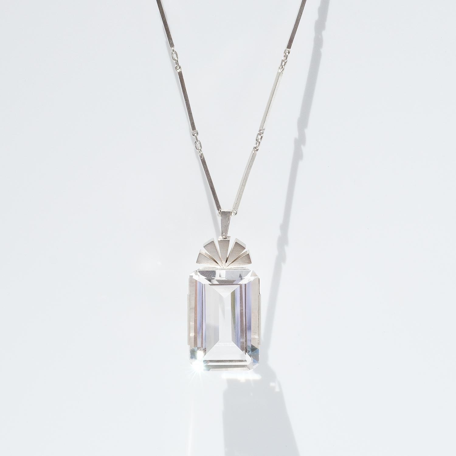 da uomo o donna Collana in argento svedese con cristallo di rocca Made 1944 in vendita