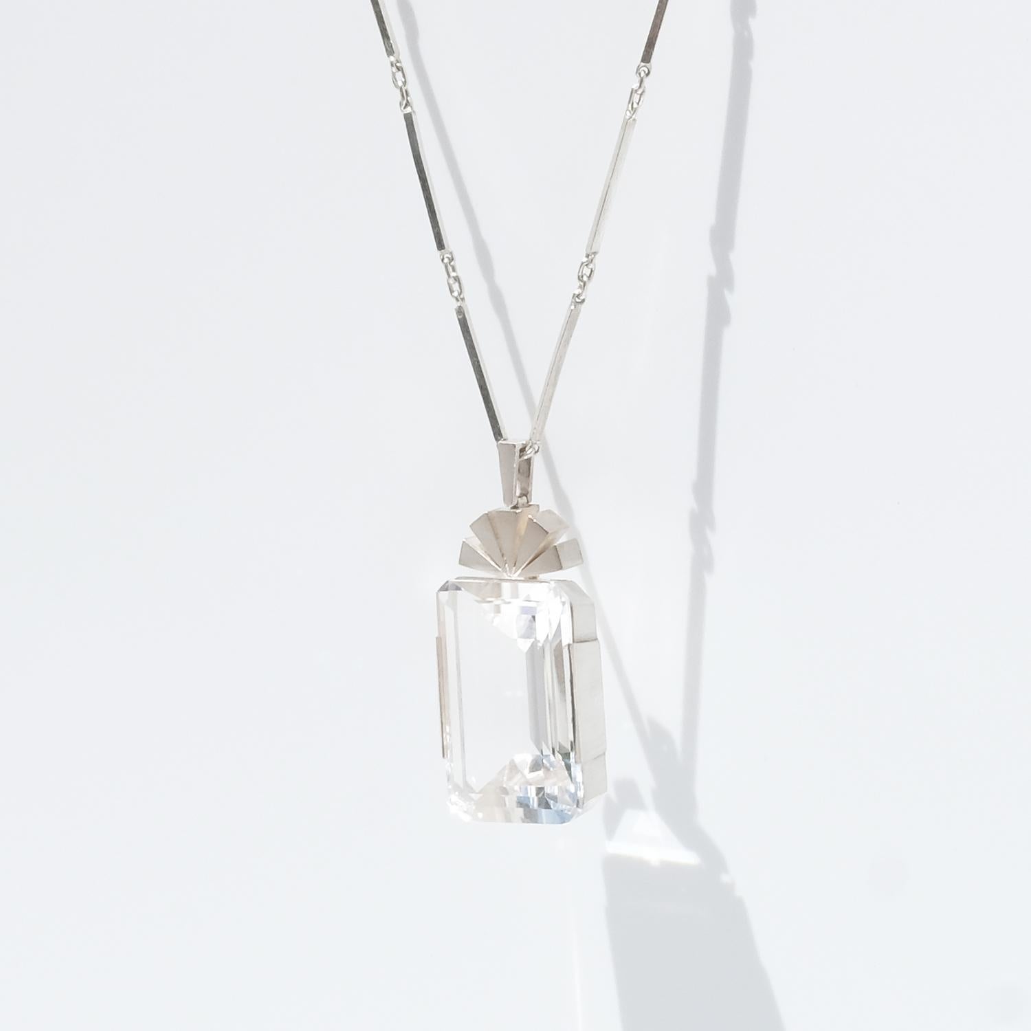 Collana in argento svedese con cristallo di rocca Made 1944 in vendita 1