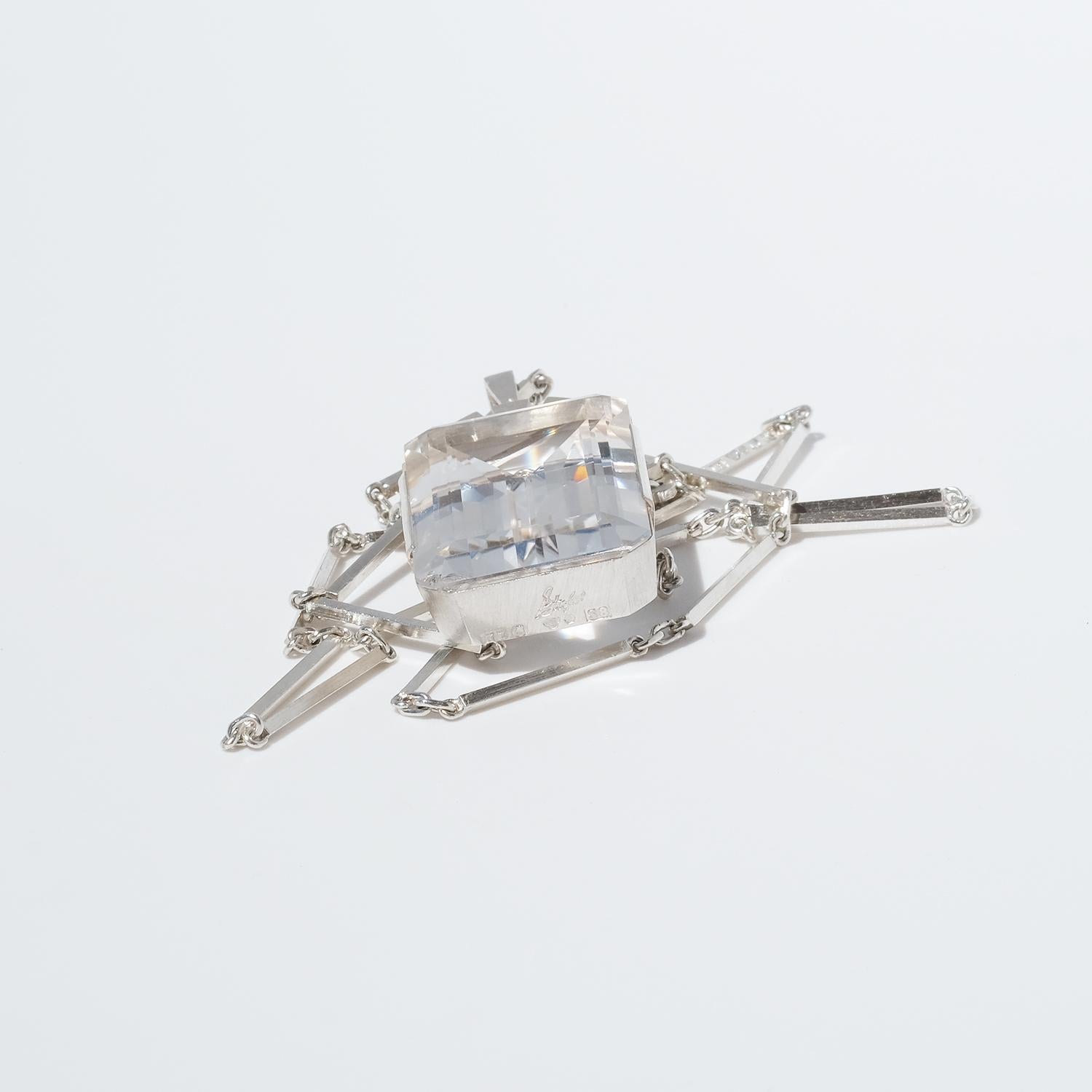 Collana in argento svedese con cristallo di rocca Made 1944 in vendita 2