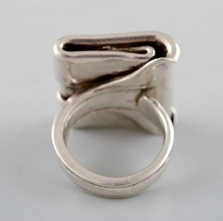 Women's Swedish Silver Ring in Modern Design, Organic Form