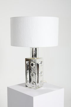 Swedish Silvered Glass Table Lamp by Flugfors, 1970s