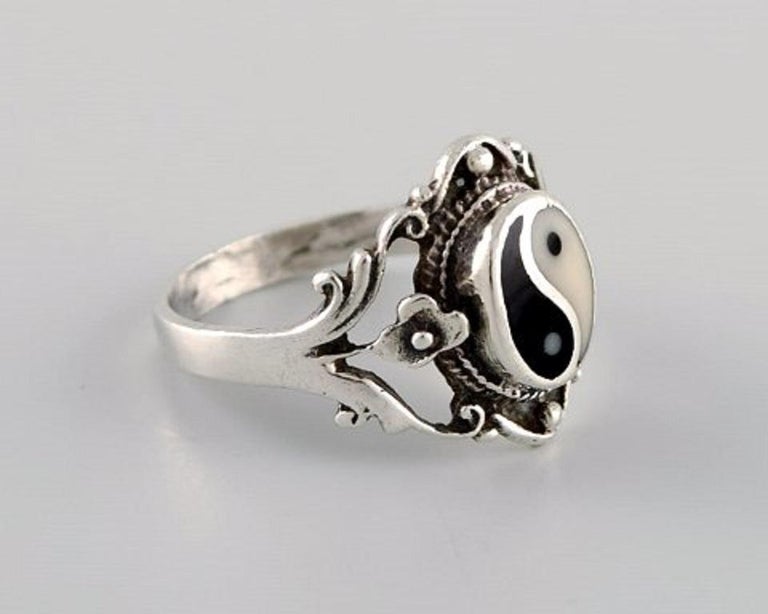 Silversimth Rings Swedish Silversmith, Classic Ring in Sterling Silver Adorned with Yin ...