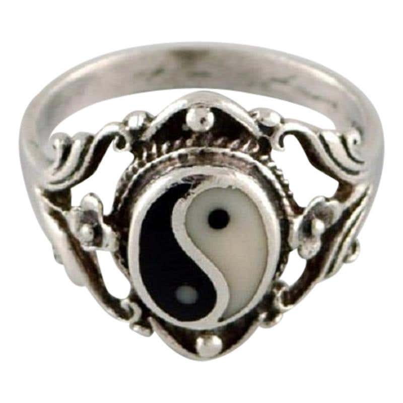 Silversimth Rings Swedish Silversmith, Classic Ring in Sterling Silver Adorned with Yin ...