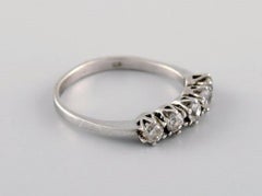 Swedish Silversmith, Modernist Alliance Ring in Sterling Silver with Five Stones