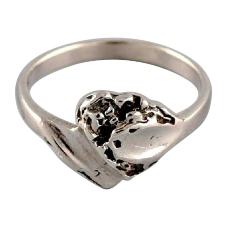 Schwedischer Silberschmied, modernistischer Ring aus Sterlingsilber, 1960er-1970er Jahre