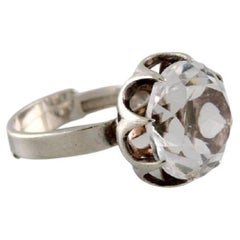 Argentiere svedese, anello vintage in argento sterling con cristallo di montagna