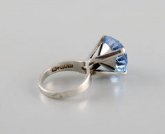 Schwedischer Silberschmied, Vintage-Ring aus Sterlingsilber mit SEM-Edelstein