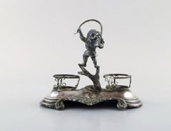 Swedish Silversmith, Writing Kit/Inkwell in Silver with Elf, 1890s