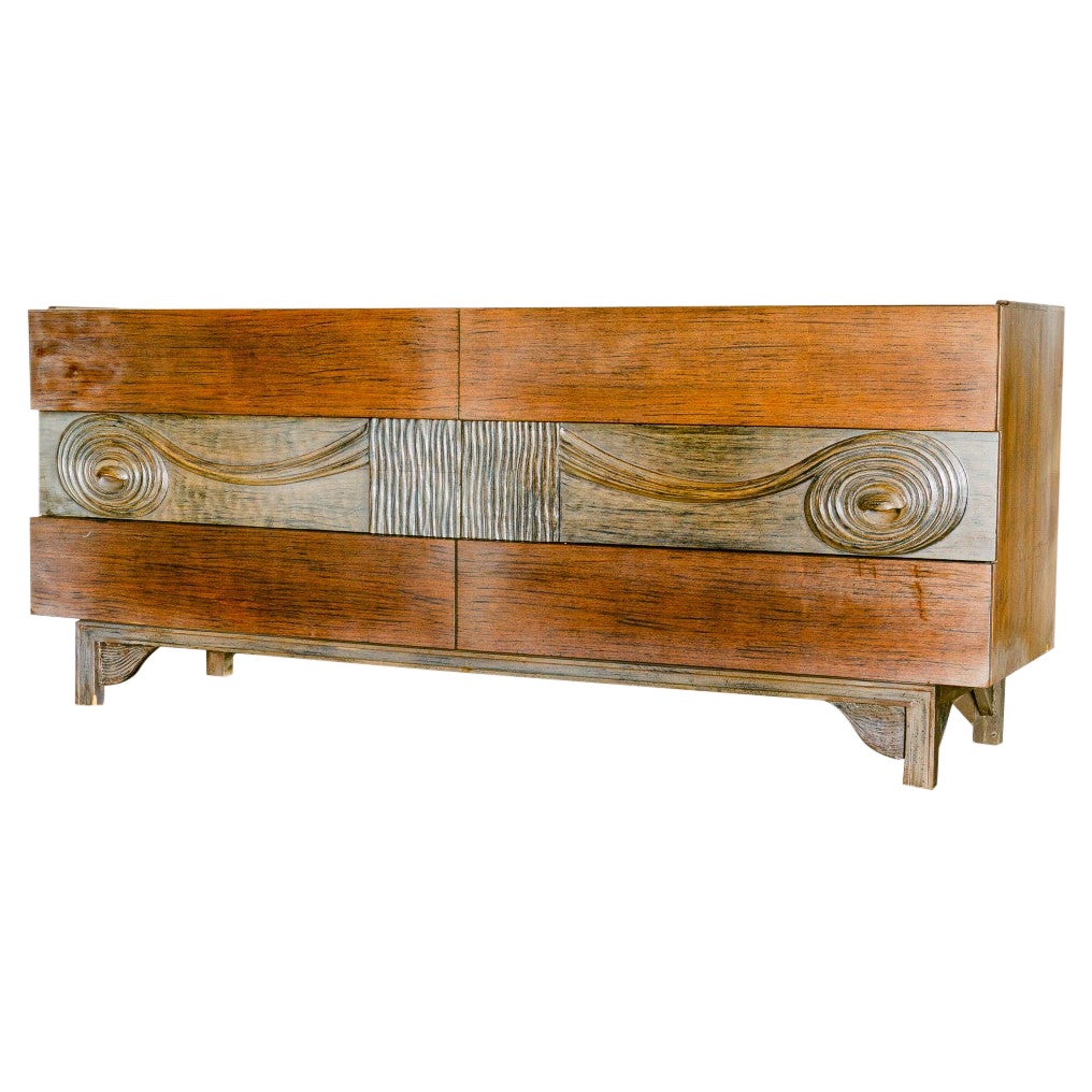 Swedish Six-Drawer Walnut Cabinet 1950s For Sale