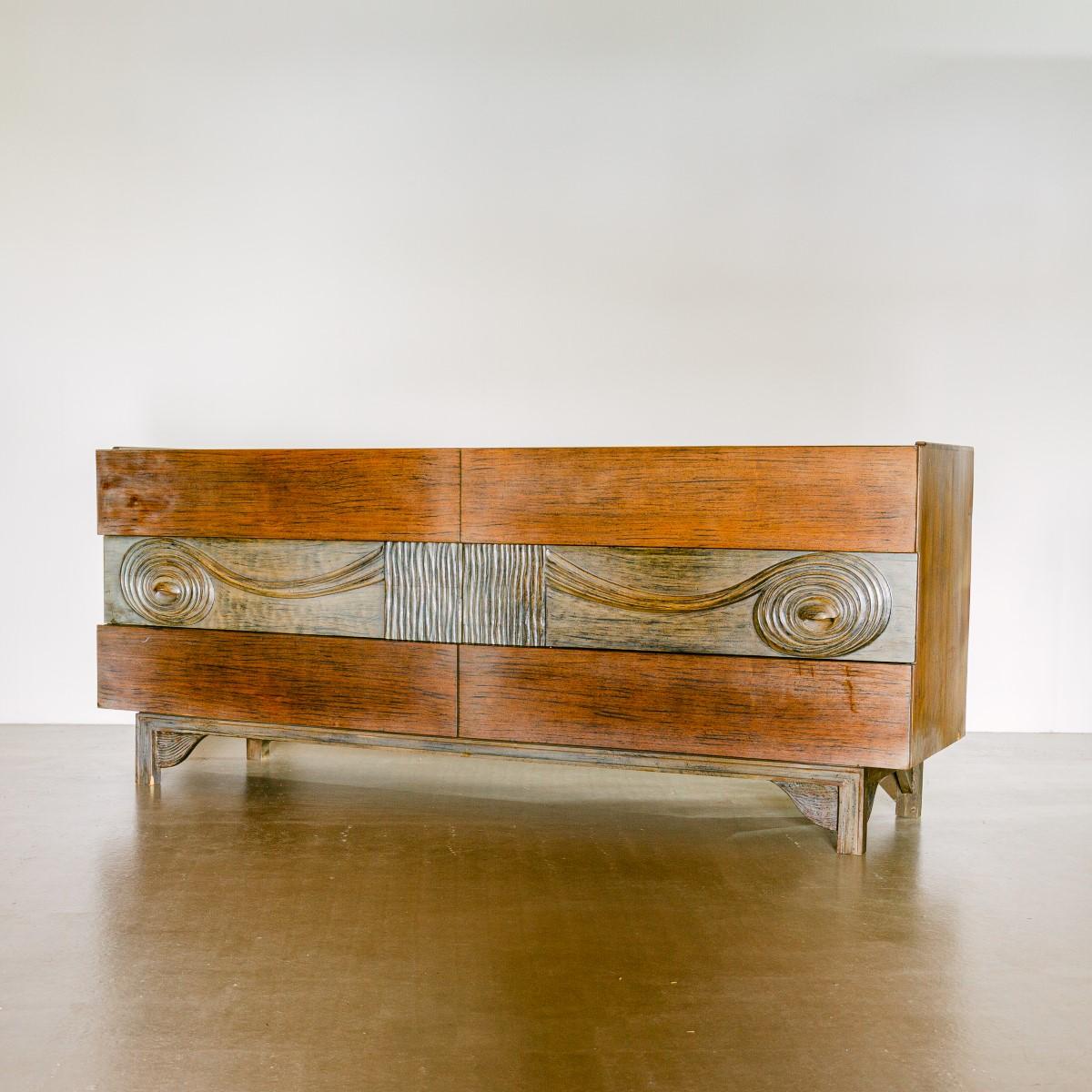 Swedish Six-Drawer Walnut Cabinet 1950s In Good Condition For Sale In Donhead St Mary, Wiltshire