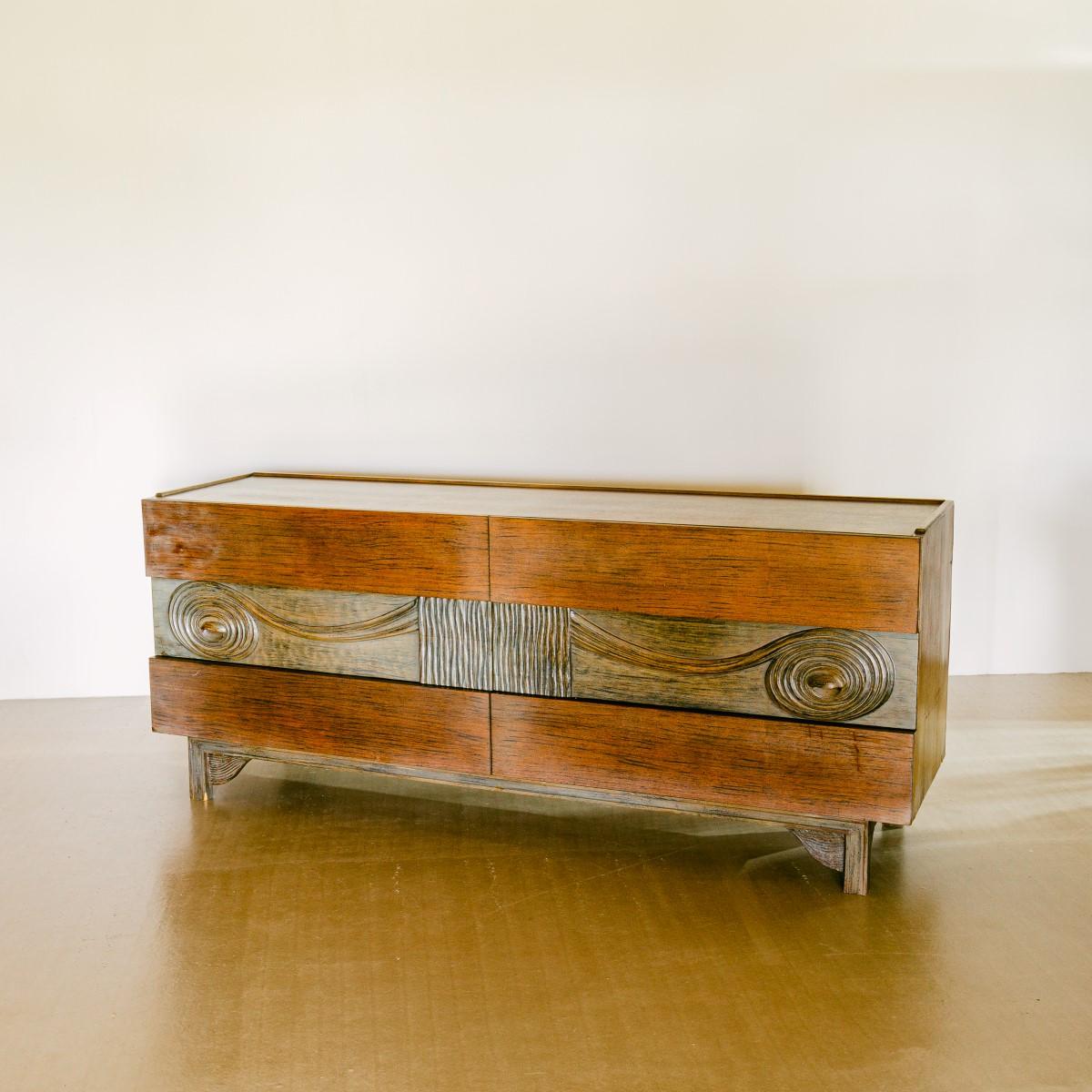 Swedish Six-Drawer Walnut Cabinet 1950s For Sale 1