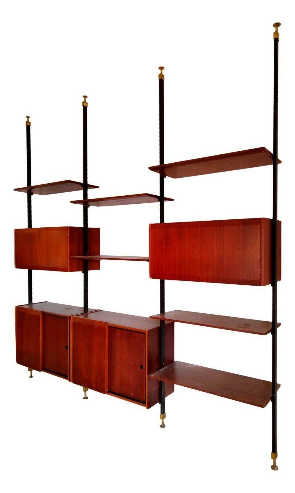 Swedish Sky / Floor Bookcase in Teak and Brass, 1960s For Sale 1