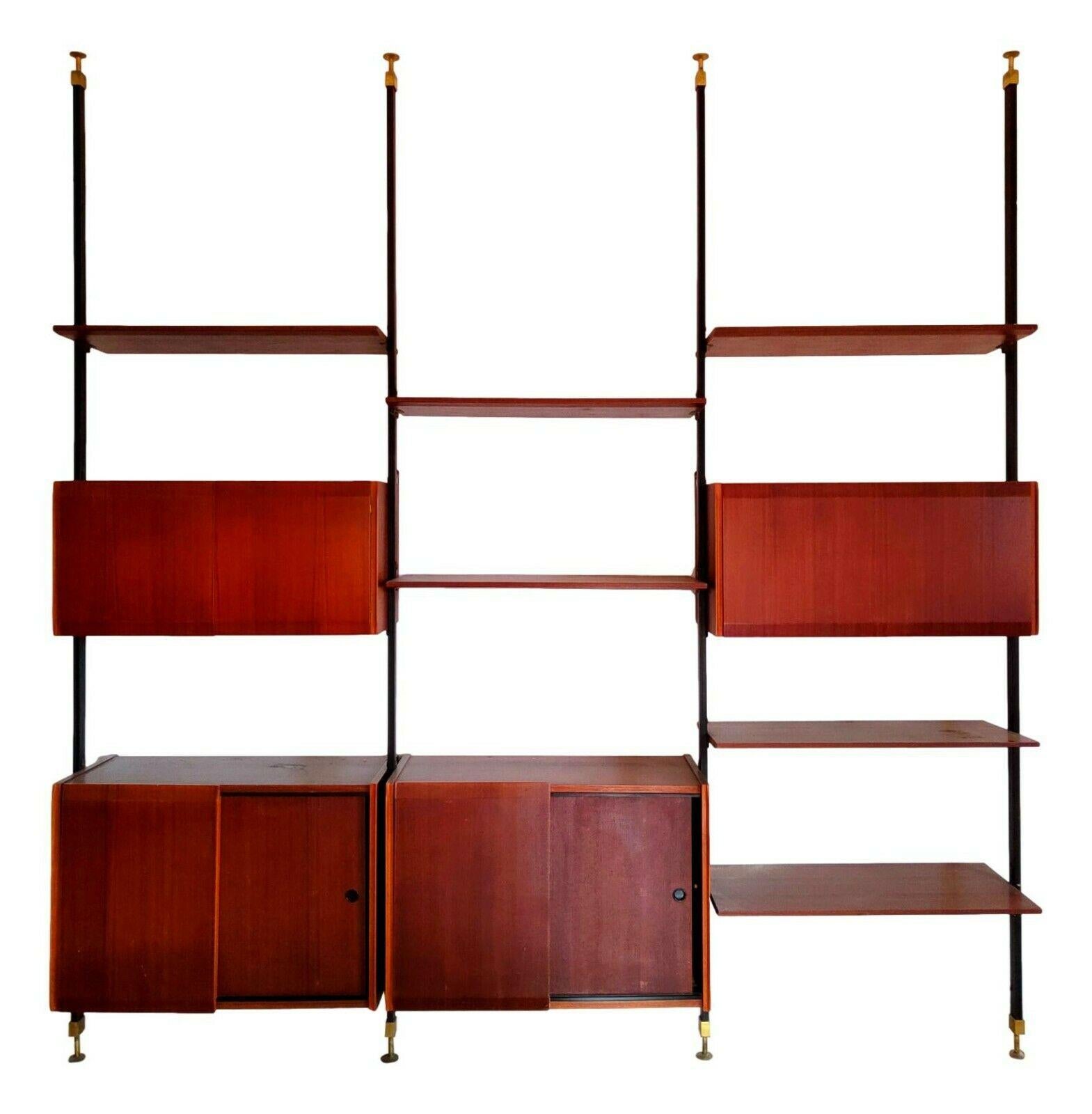 Swedish Sky / Floor Bookcase in Teak and Brass, 1960s For Sale 4