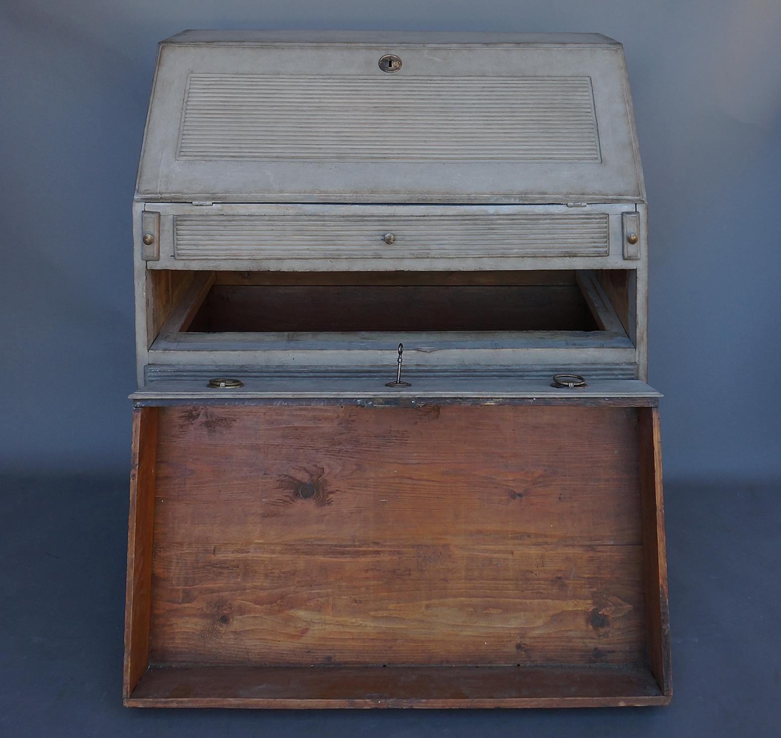 19th Century Swedish Slant Front Desk with Reeding