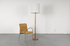 Swedish Slender Pine Floor Lamp with Drum Shade
