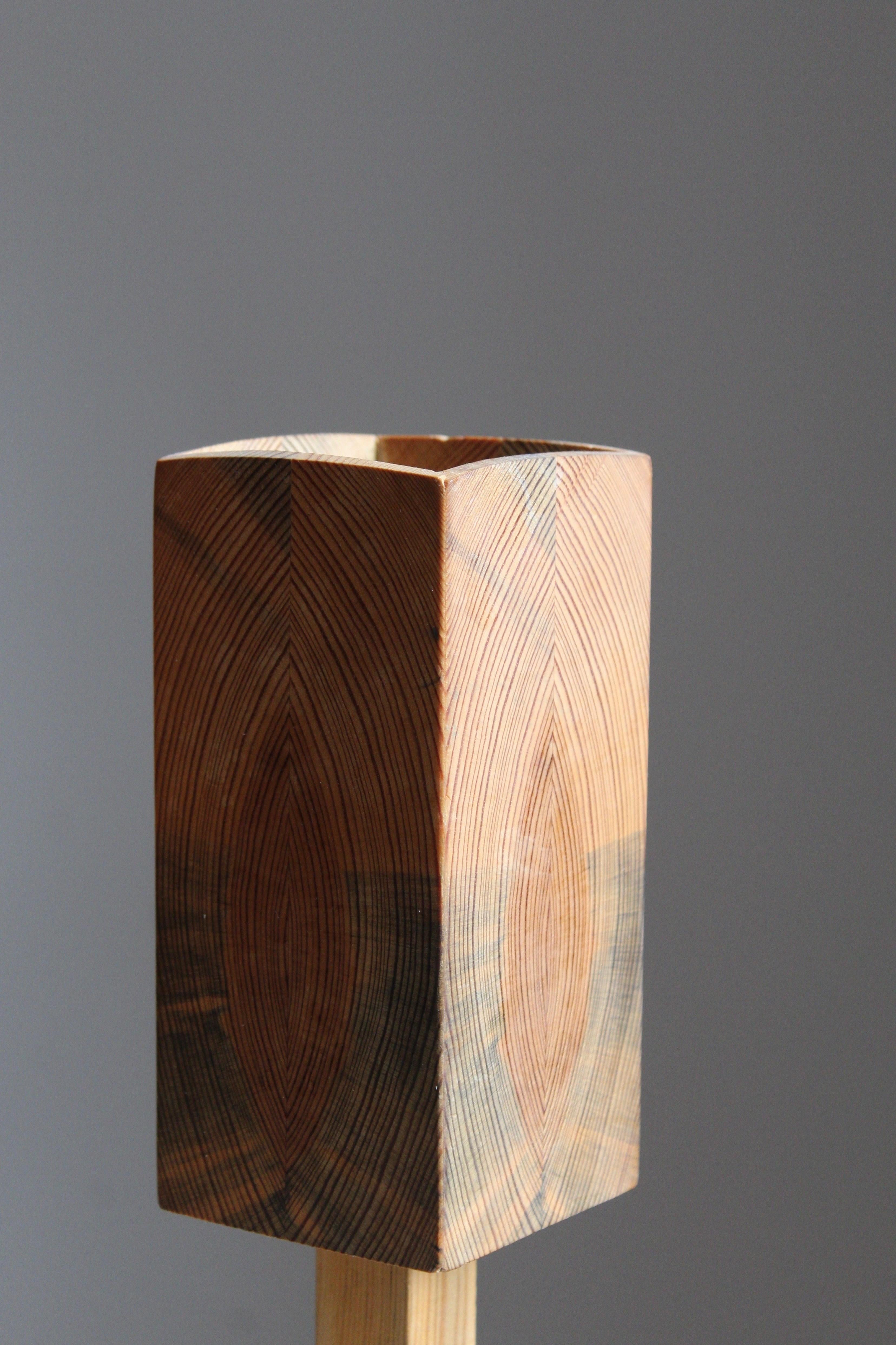 Swedish, Small Minimalist Table Lamps, Pine, Sweden, 1960s In Good Condition In High Point, NC