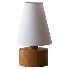 Swedish, Small Sculptural Table Lamp, Solid Oak, Sweden, 1970s