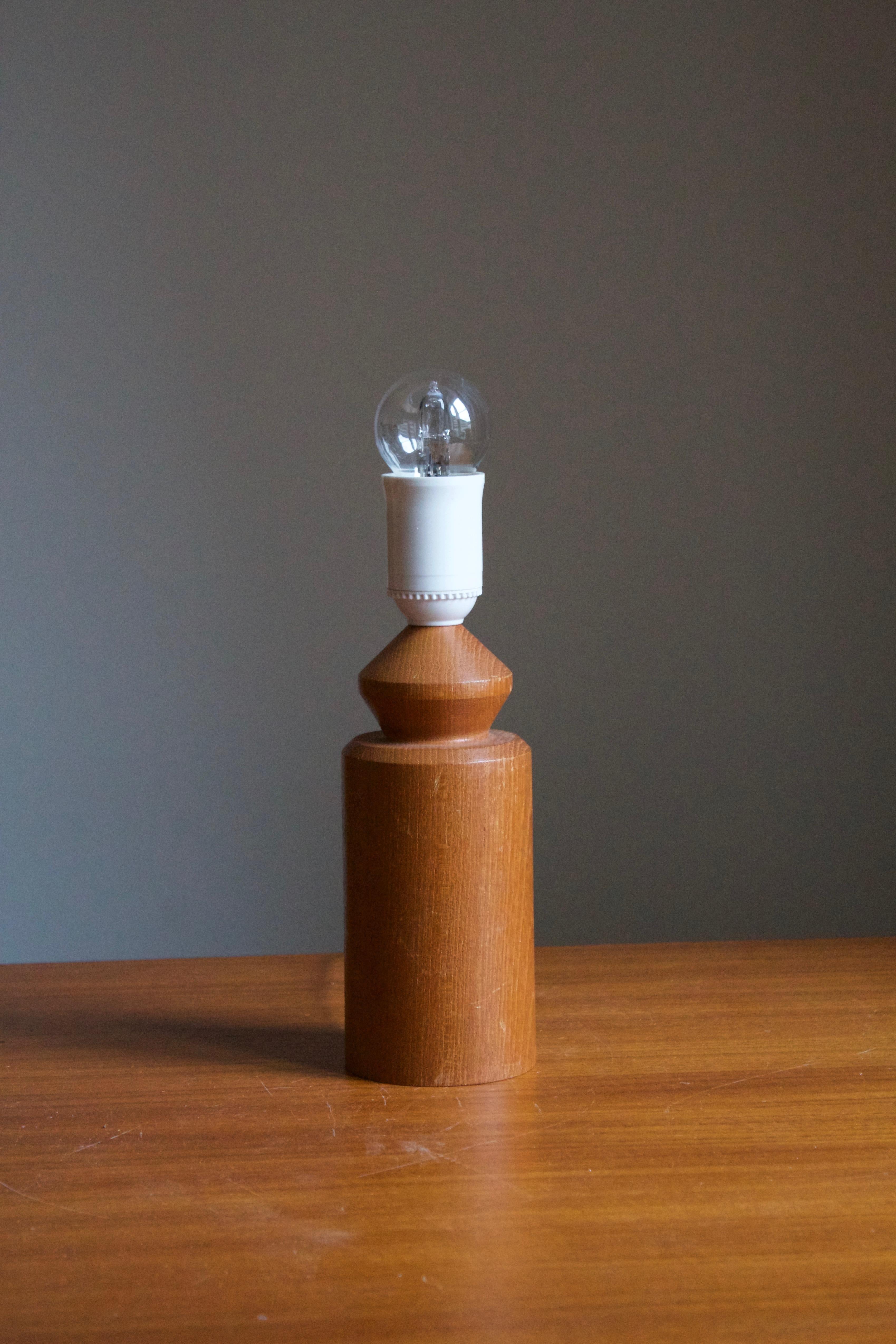 Modern Swedish, Small Sculptural Table Lamp, Teak, Sweden, 1970s