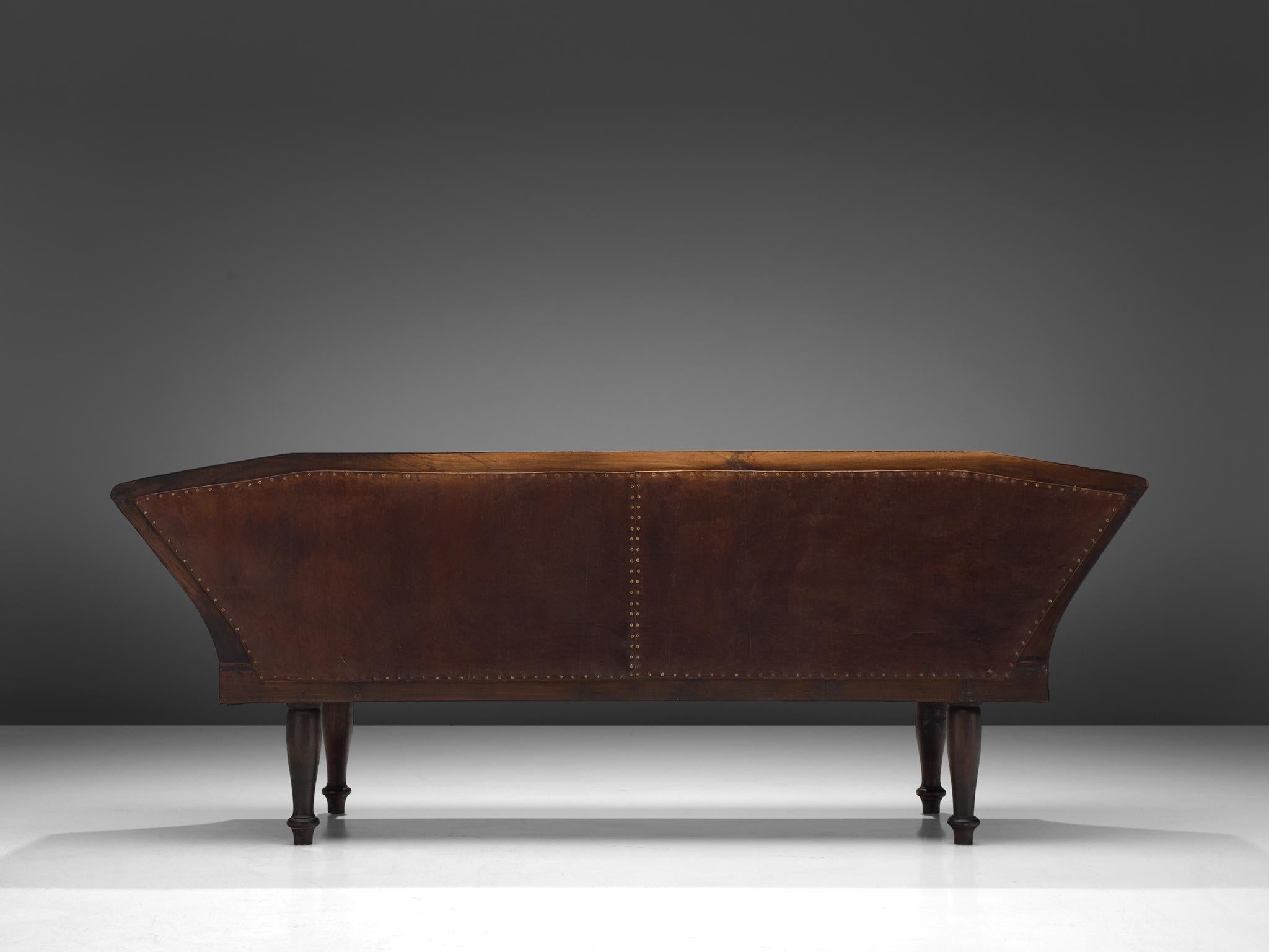 Swedish Sofa in Patinated Leather and Teak  4