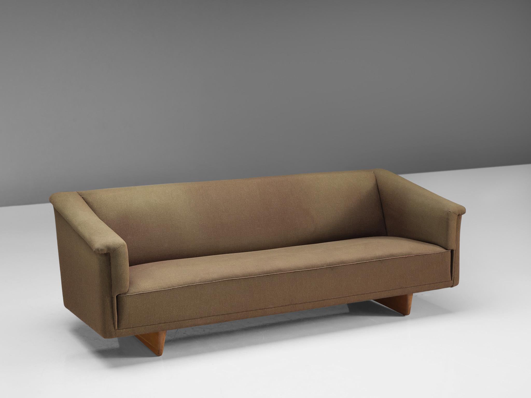 Scandinavian Modern Swedish Sofa with Wood Sledge Feet
