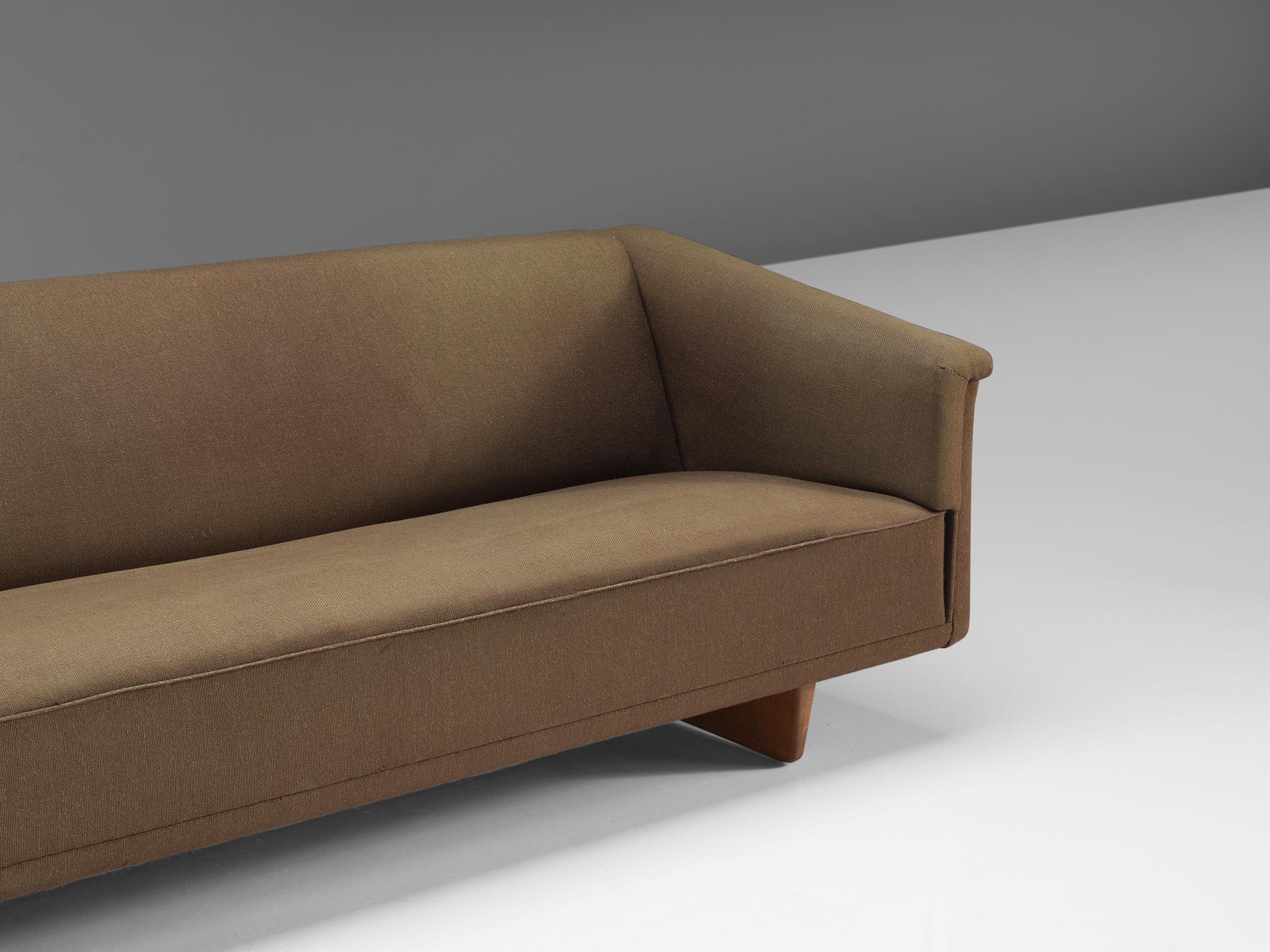 Fabric Swedish Sofa with Wood Sledge Feet