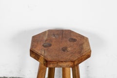 Swedish Solid Oak Octagonal 4 Legged Milking Stool