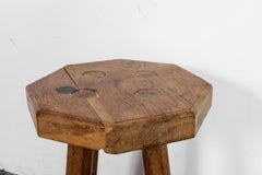 Swedish Solid Oak Octagonal 4 Legged Milking Stool