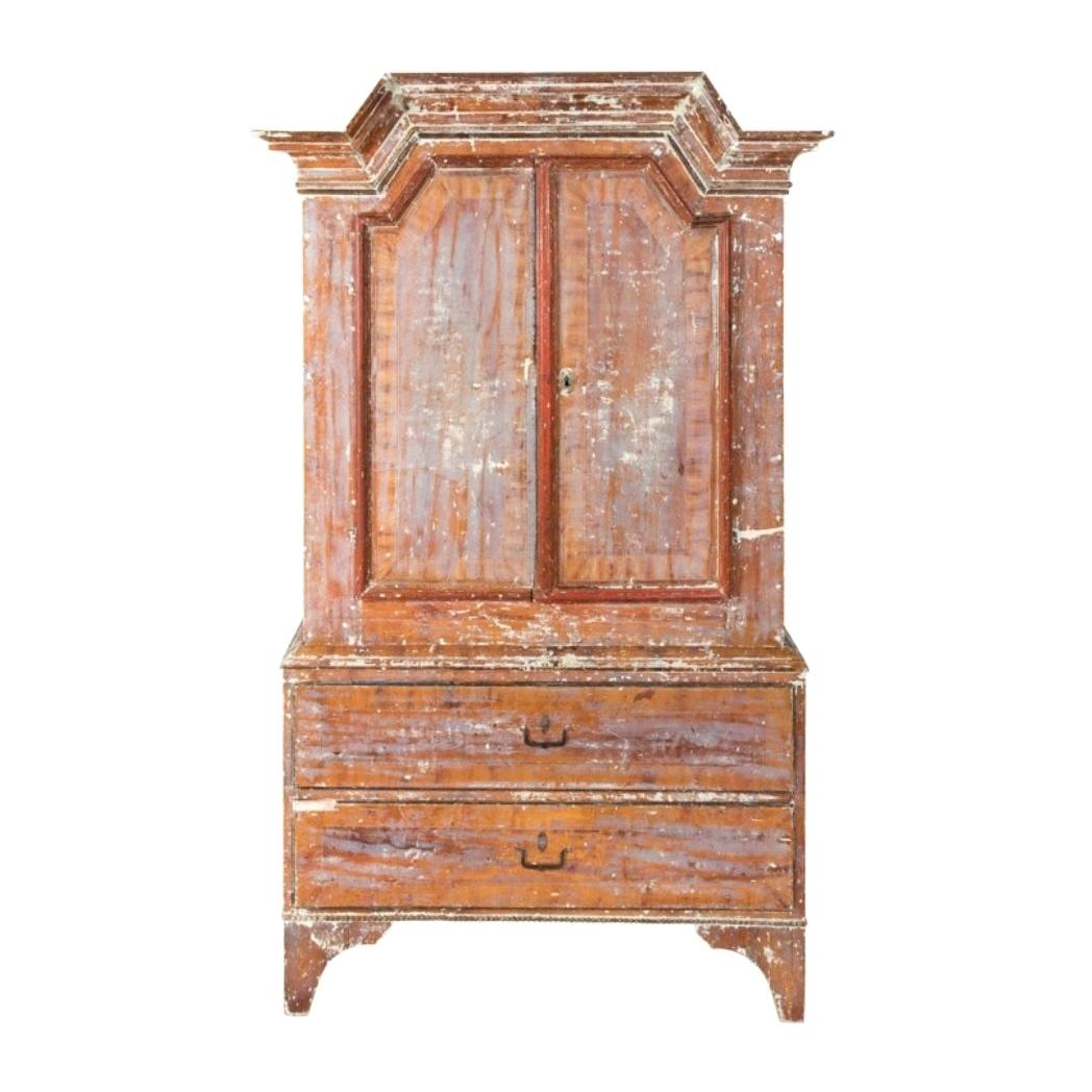 18th Century Swedish Baroque Cabinet with Scandinavian Folk Botanical Pattern