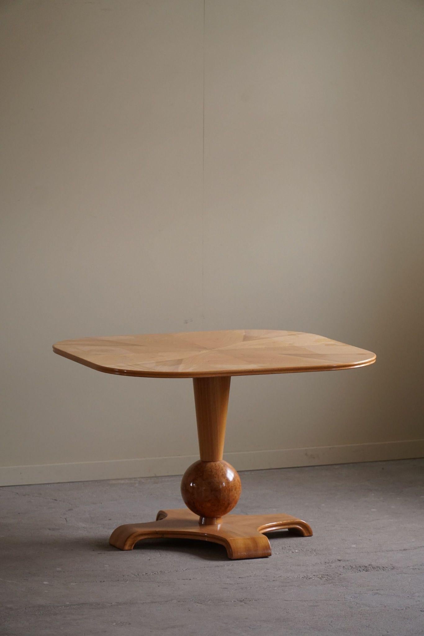 Schwedischer quadratischer Art Deco Beistelltisch aus Ulme und Wurzelholz, Bertil Söderbergs, 1940er Jahre 9