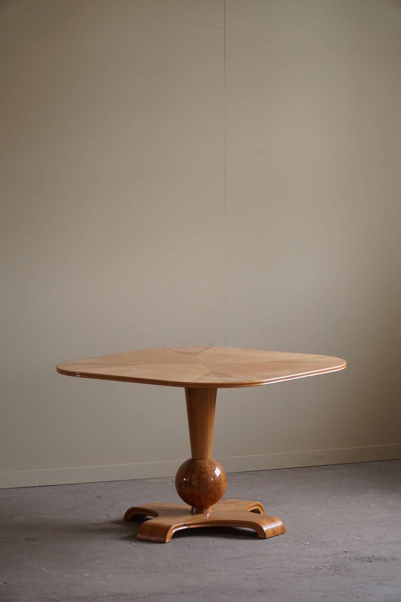 Schwedischer quadratischer Art Deco Beistelltisch aus Ulme und Wurzelholz, Bertil Söderbergs, 1940er Jahre 10