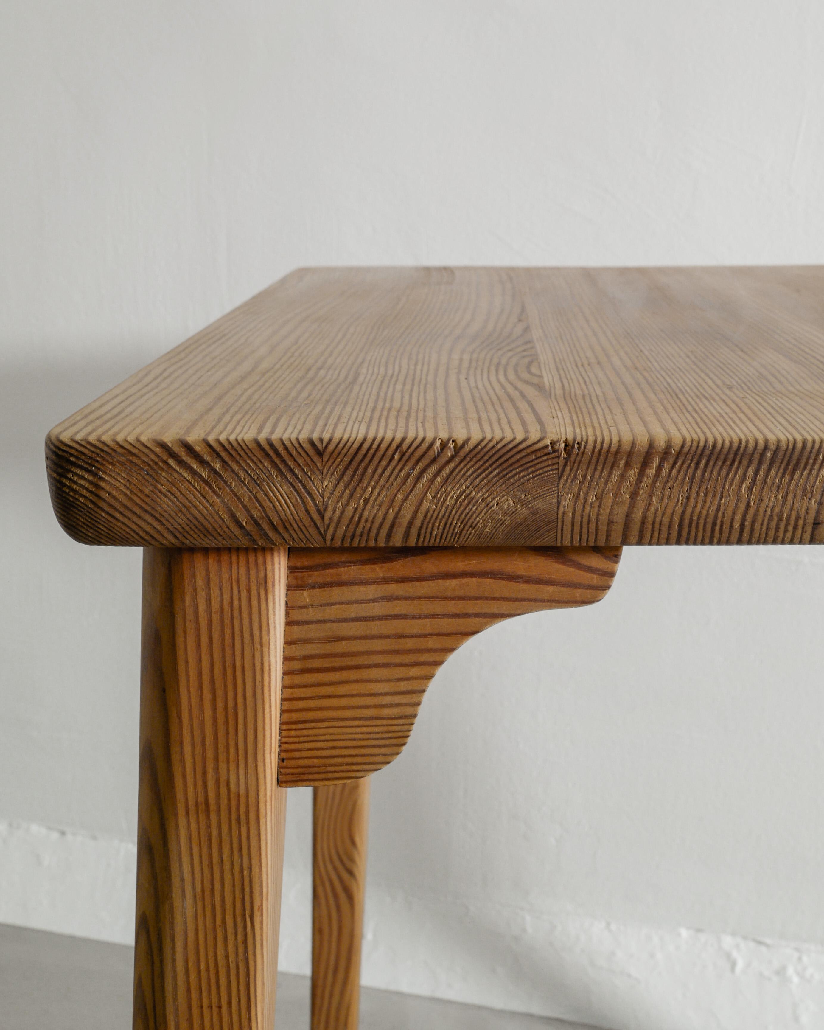 Swedish Squared Pine Wooden Dining Table by Axel Einar Hjorth NK Sweden, 1940s For Sale 1