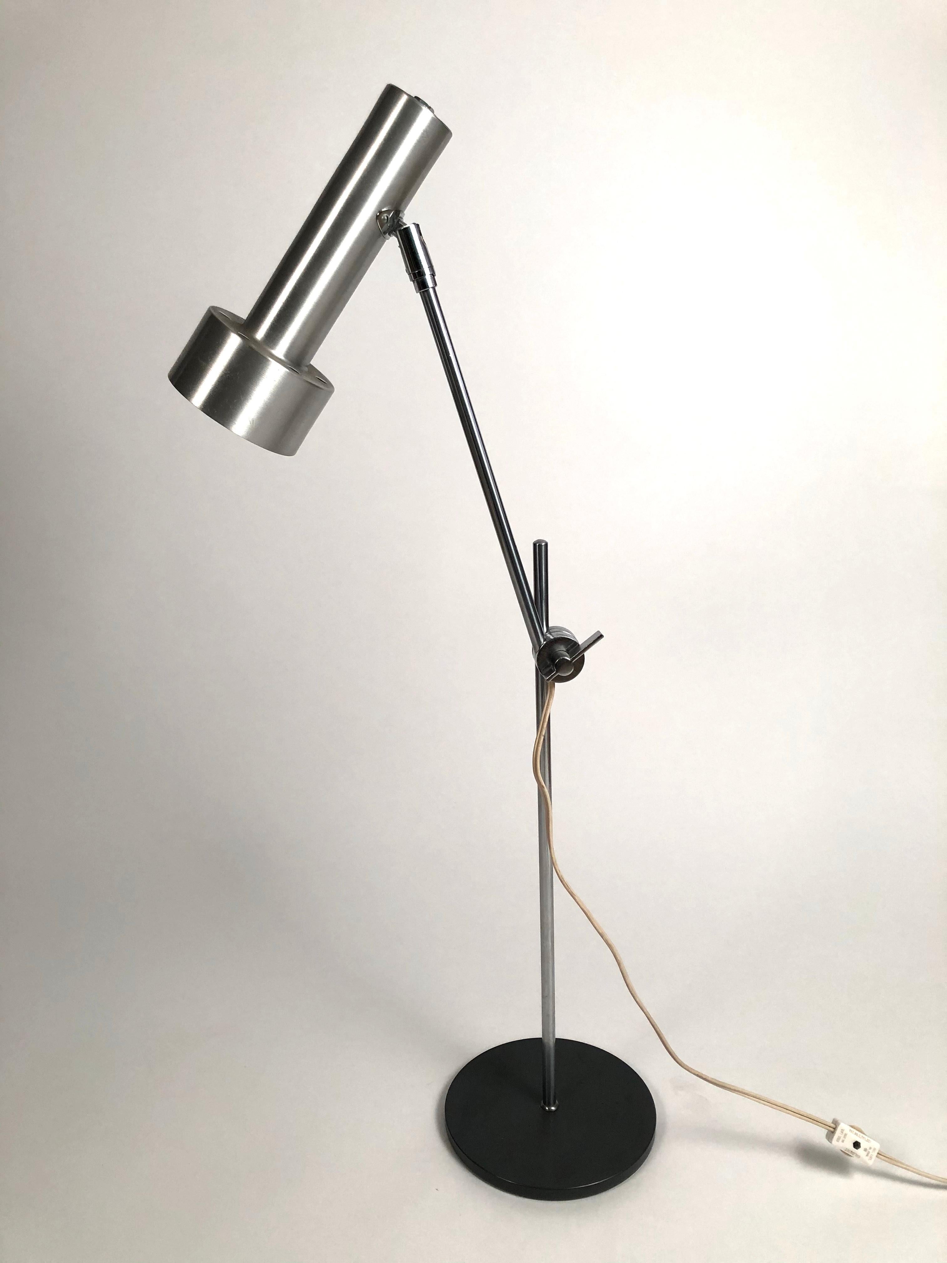 Brushed Swedish Steel Adjustable Height Desk Lamp, circa 1970s