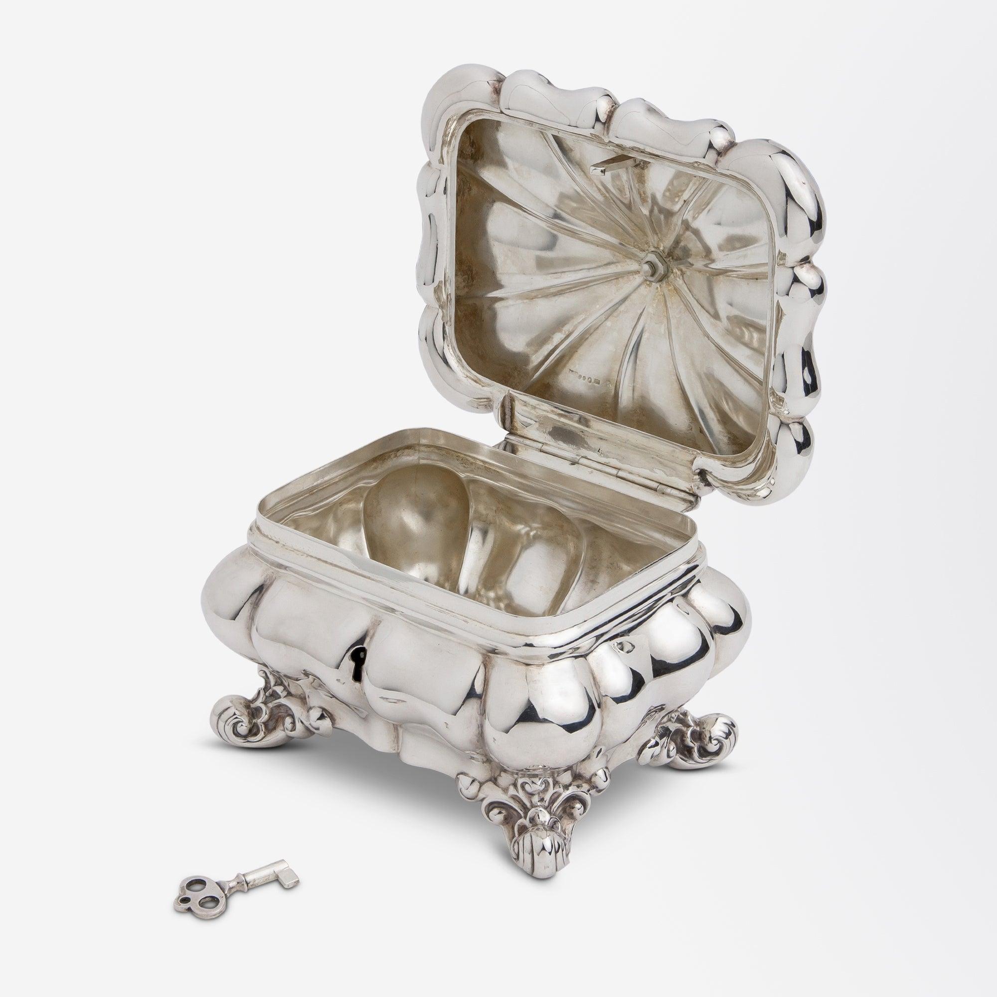 A really beautiful Swedish sterling silver lockable box or sugar chest from the early 20th Century. The handcrafted box was made in Stockholm in 1916 by 'Axel Gabriel Dufva' (1822-1897) who by this stage had passed away and his company was being run
